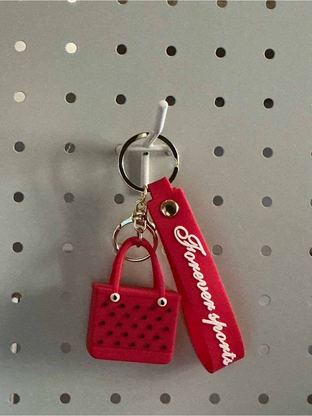 Forever Sports Red Keychain with Mini Tote Charm